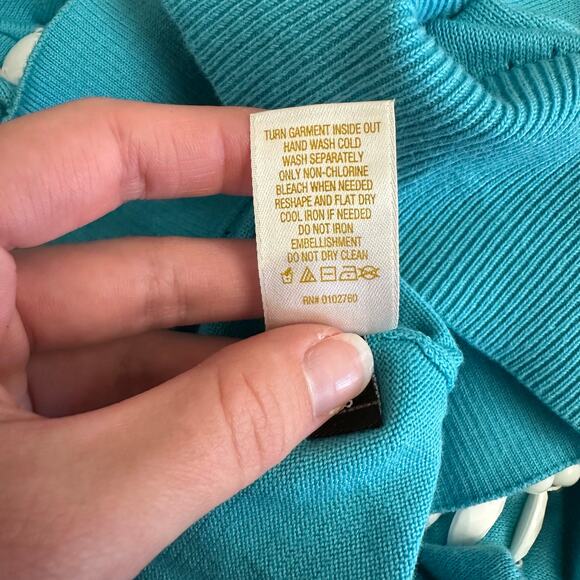 Kate Spade Embellished Cardigan Sweater Turquoise Blue Size M - Picture 7 of 9